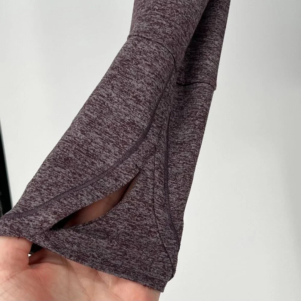 Athleta Womens Uptempo Hoodie Sweatshirt Size M Heathered Mauve Long Sleeve Gym